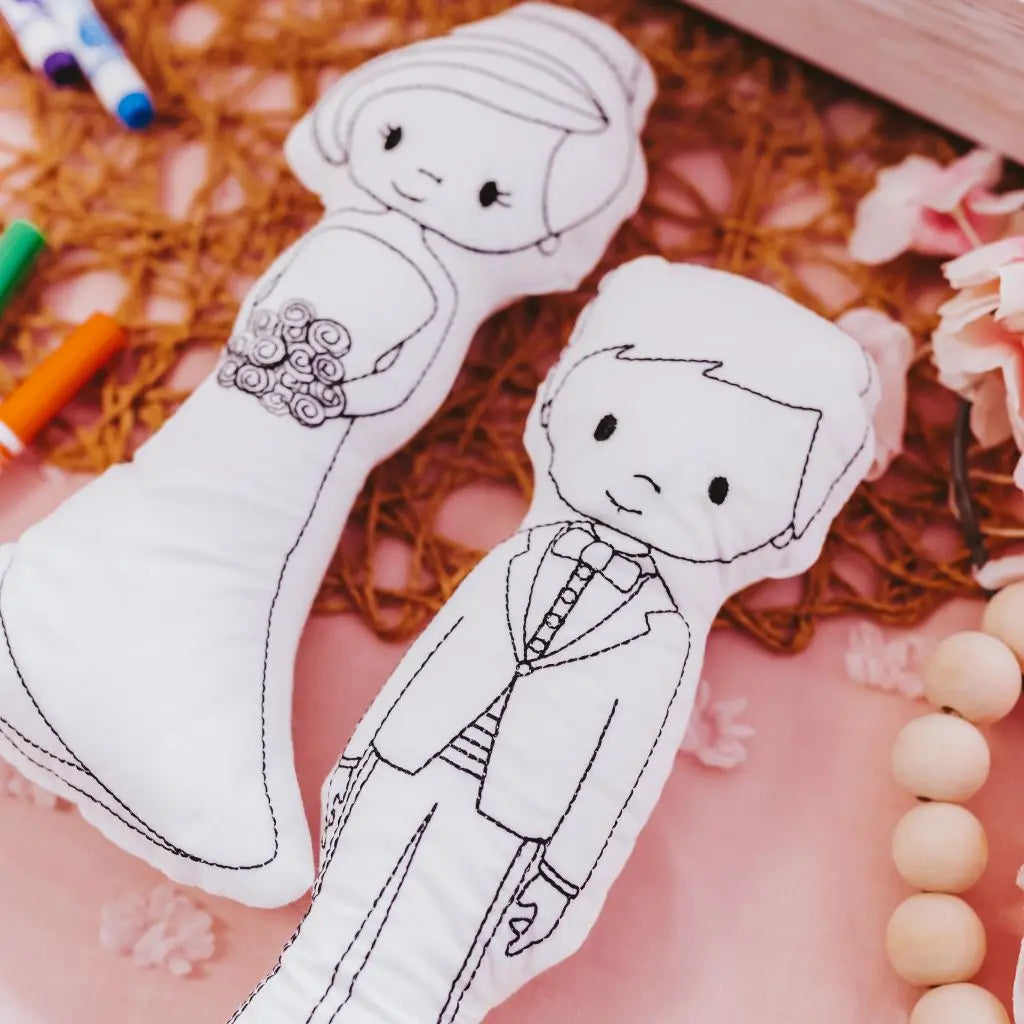 Bride and Groom Coloring Doll Wedding Favor for Kids Tiny Owls Gift Co