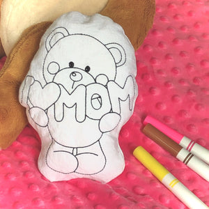 "I Love Mom" Doodle Pillow Personalized Gift Tiny Owls Gift Co
