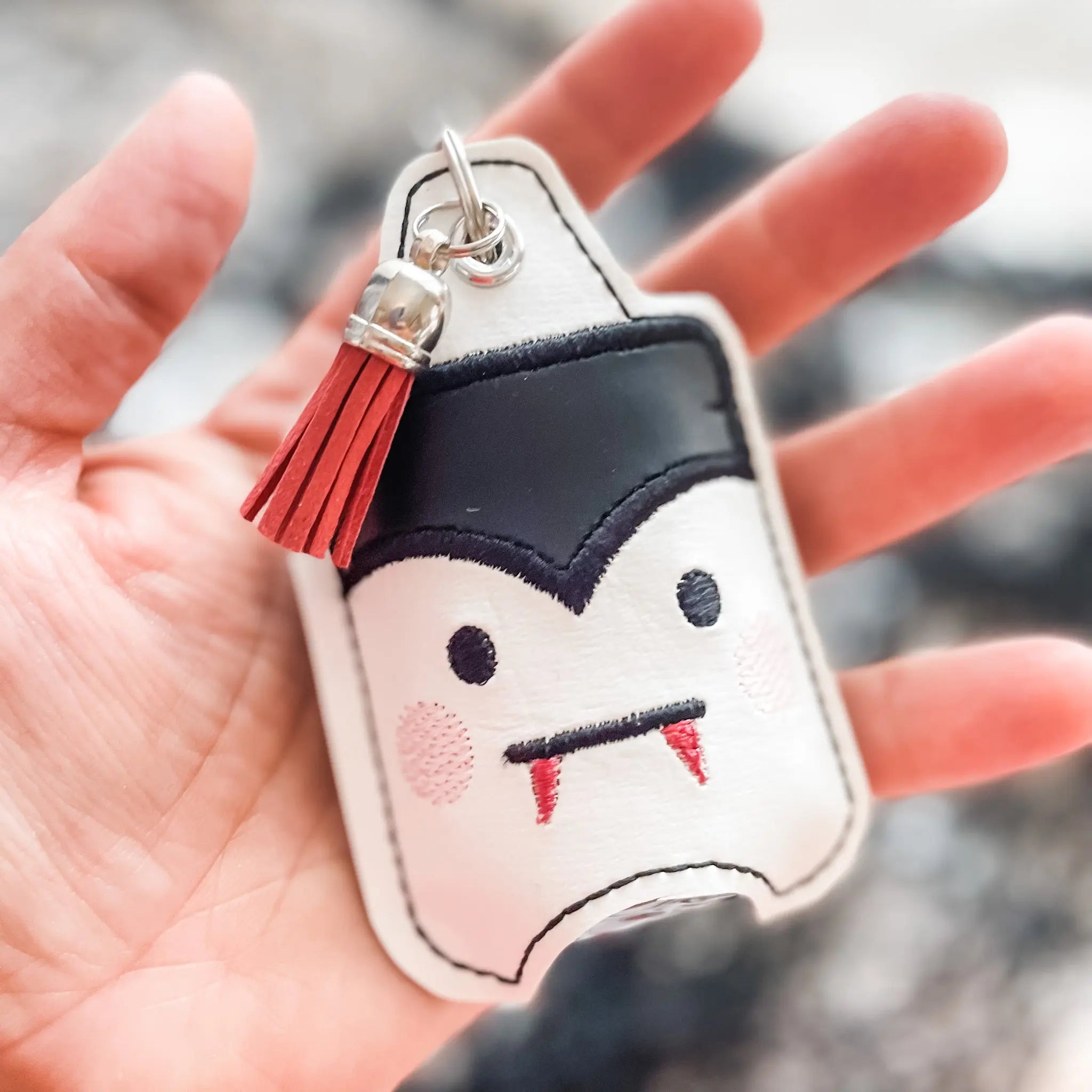 Vampire Halloween Hand Sanitizer Key Ring - Tiny Owls Gift Co