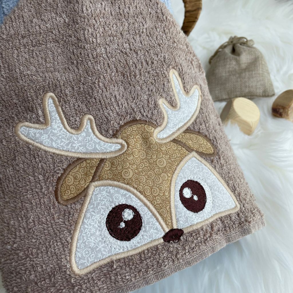 Boy Deer Peeker Hooded Towel