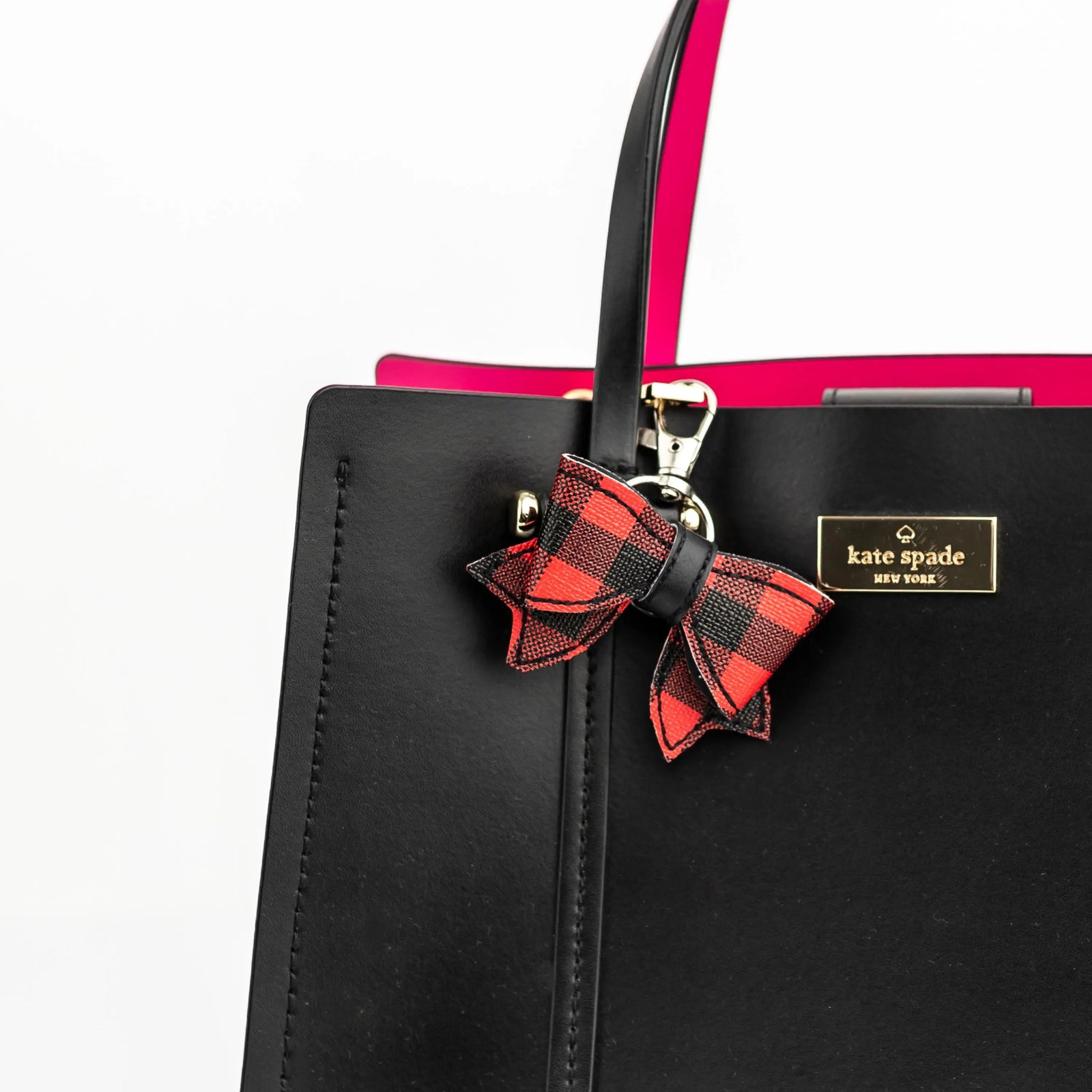 "Buffalo Plaid" Bow Keychain Purse Charm Tiny Owls Gift Co