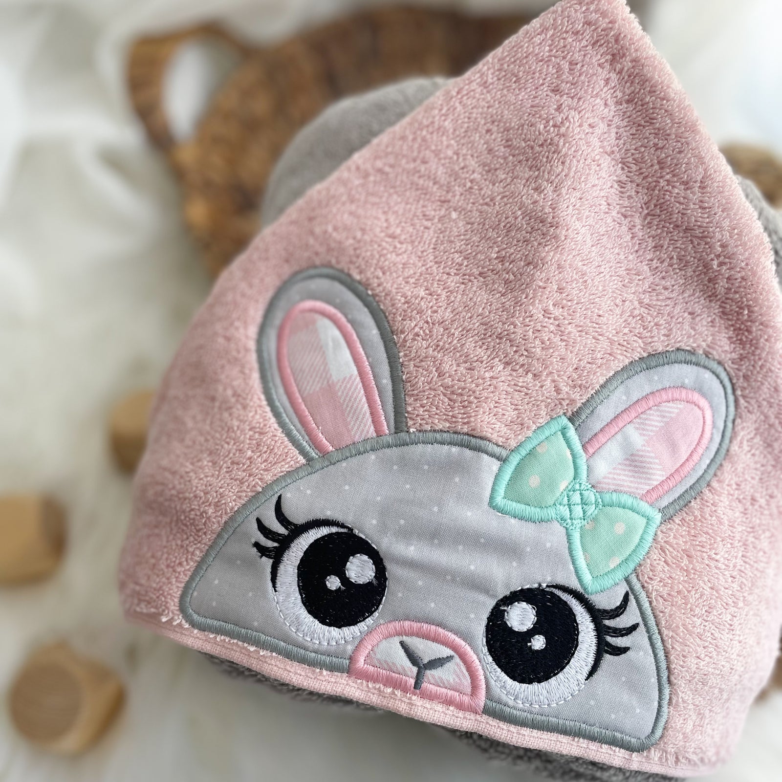 Bunny Girl Peeker Hooded Towel