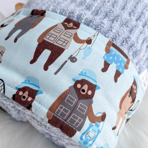 Fabric with bear pattern on a textured surface