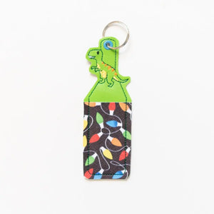 Dinosaur Christmas Chapstick Keychain Holder