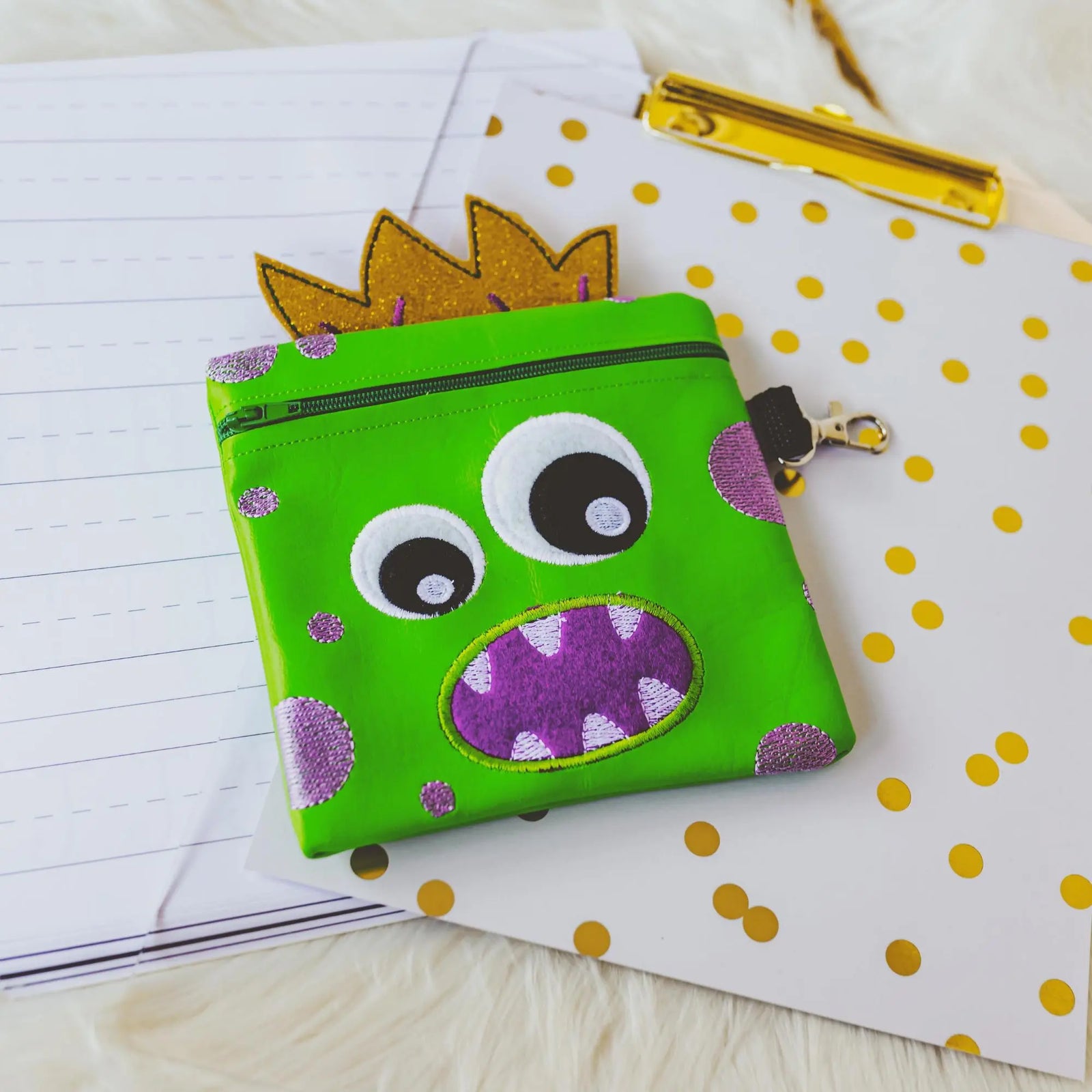 Green Monster Zippered Pouch