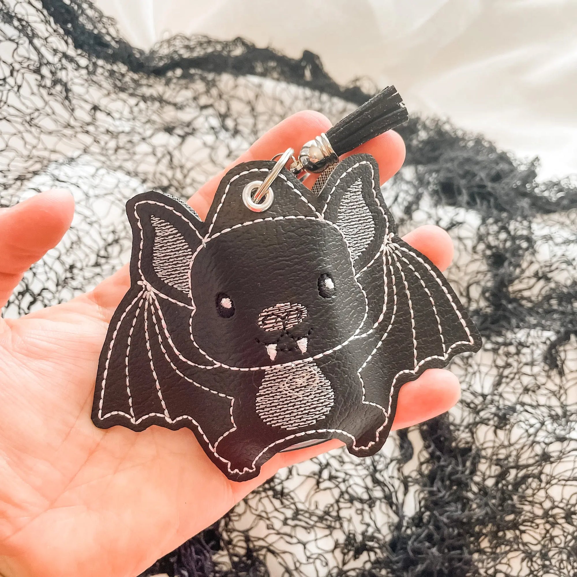 "Halloween Bat" Hand Sanitizer Holder Tiny Owls Gift Co
