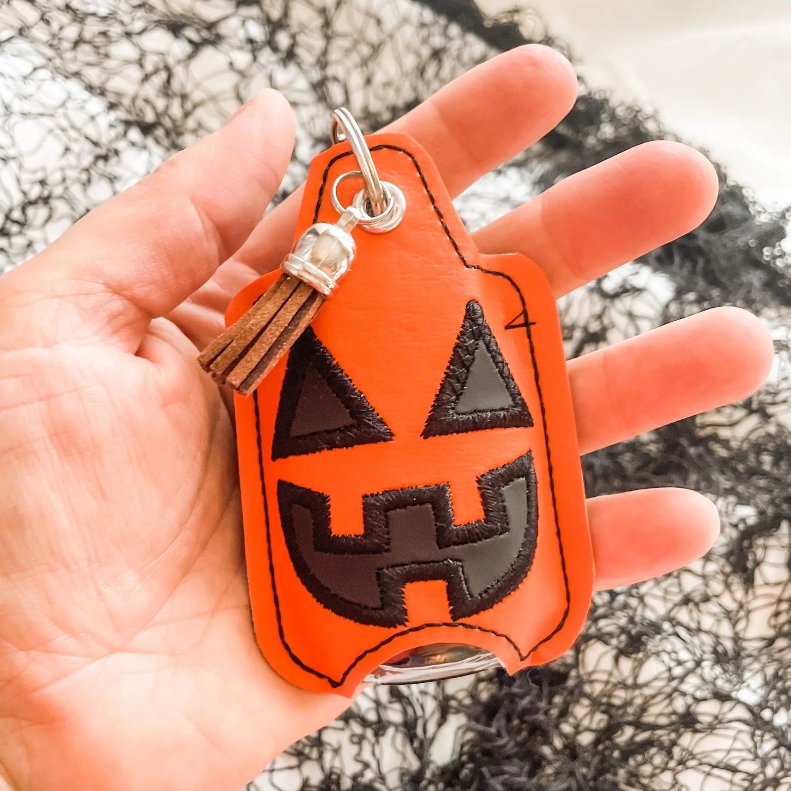 Halloween "Jack o Lantern" Hand Sanitizer Holder Tiny Owls Gift Co
