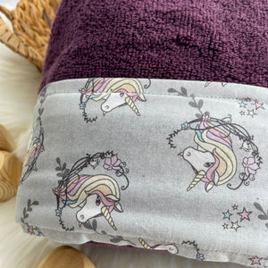 Grey Unicorn Kids Hooded Towel