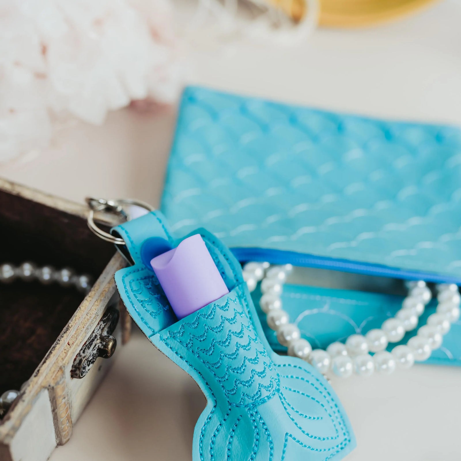 Mermaid Lipbalm Holder Keychain and Bag Gift Set for Girls Tiny Owls Gift Co