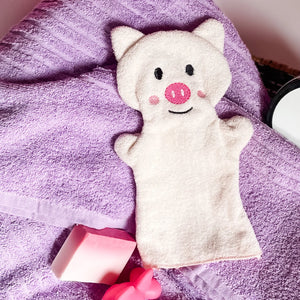 "Pink Piggy" Bath Mitt for Kids Tiny Owls Gift Co
