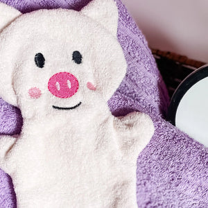 "Pink Piggy" Bath Mitt for Kids Tiny Owls Gift Co