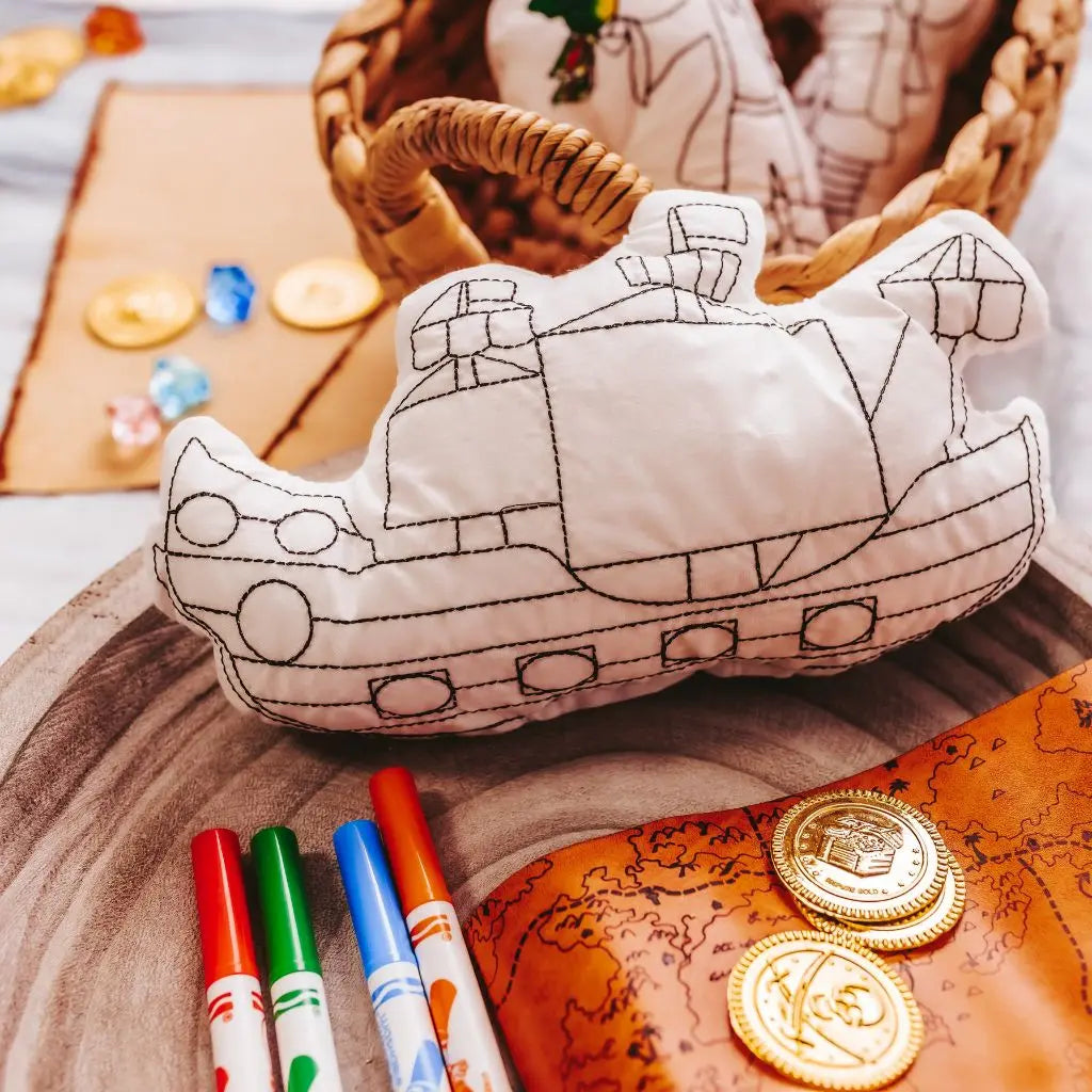 Pirate Ship Coloring Pillow Activity Kit