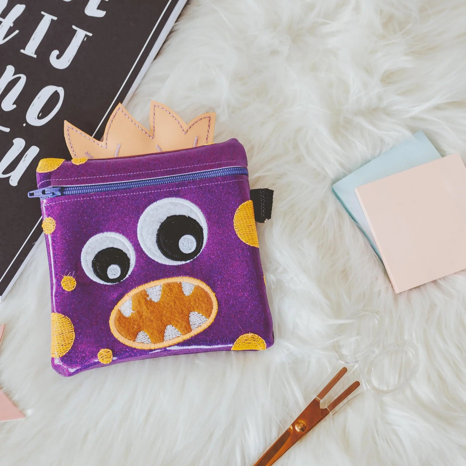 Purple Monster Zippered Pouch