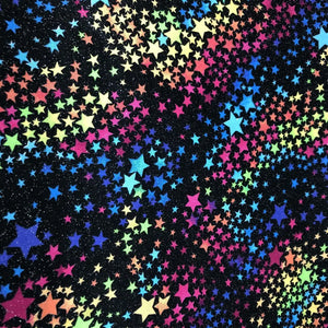 Black fabric with multi coloured stars