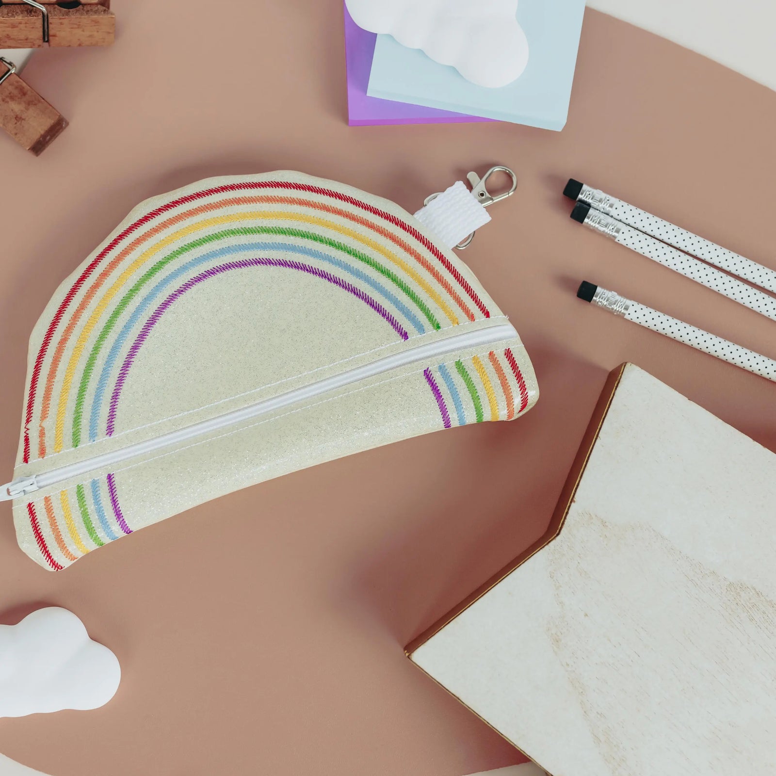 Rainbow Zippered Pouch Tiny Owls Gift Co