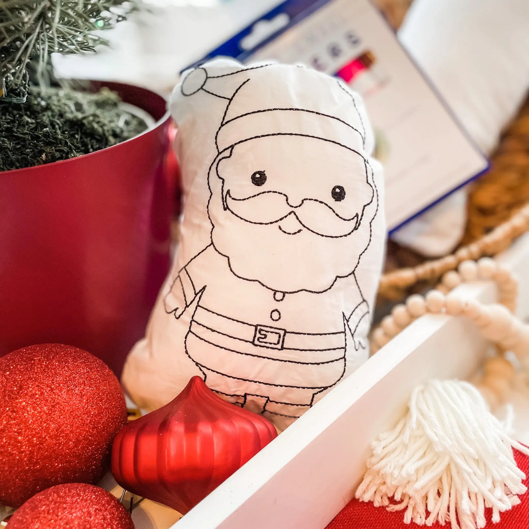 Santa Doodle Pillow Coloring Kit for Kids Tiny Owls Gift Co