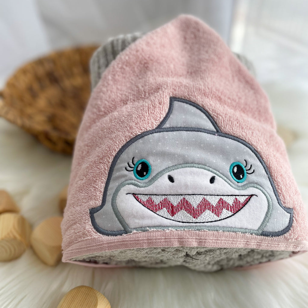 Shark Girl Peeker Hooded Towel