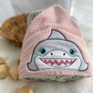 Shark Girl Peeker Hooded Towel