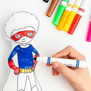 Superhero Color It Stuffie Doodle Doll Tiny Owls Gift Co