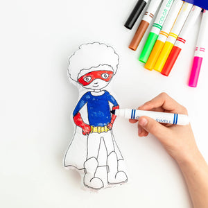 Superhero Color It Stuffie Doodle Doll Tiny Owls Gift Co
