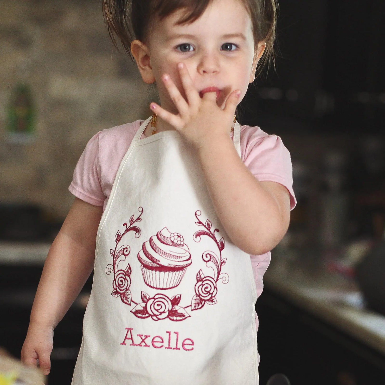 Vintage Rose Personalized Apron with Name Tiny Owls Gift Co