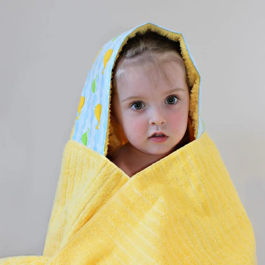 Yellow Whales Baby Hooded Towel